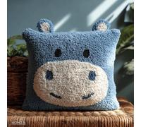 Kit De Crochet À Loquet À Faire Soi-Même - Housse De Coussin Au Crochet Pour Débutants Enfants Et Adultes- Décoration De Fabrication De Tapis De Tapis Pour La Maison 43 X 43 Cm(Hippopotame)