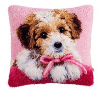 Kit De Crochet À Loquet À Faire Soi-Même - Housse De Coussin Au Crochet Pour Débutants Enfants Et Adultes- Décoration De Fabrication De Tapis De Tapis Pour La Maison 43 X 43 Cm(Chiot Mignon)