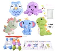 Kit de crochet animal pour débutants adultes et enfants, ensemble complet pour 5 poupées animaux, avec instructions et tutoriels vidéo