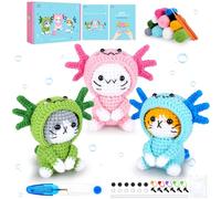 Kit de Crochet Axolotl pour Débutants avec Vidéo - Tricot d'Animal Chat et Chaton - Cosplay
