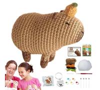 Kit de crochet Capybara - Kit de crochet pour débutants pour enfantt et adultes | apprendre à crocheter, comprend les accessoires de tricot pour fabriquer votre propre adorable peluche Capybara