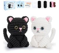 Kit de crochet complet pour chaton débutant avec tutoriels vidéo pour apprendre à crocheter - Kit de démarrage pour débutants et chatons