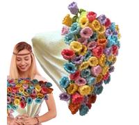 Kit De Crochet De Bouquet De Fleurs - Ensemble De Matériel De Couverture De Roses 3D, Fil De Coton Épais | Paquet De Motifs De Tapis Tricotés À La Main, Cadeau Artisanal Créatif Pour Débutants, Décora
