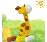 Kit de crochet de girafe jaune DIY pour débutants avec tutoriels vidéo étape par étape et version illustrée textuelle. Tricot facile à comprendre et à apprendre comment crocheter un kit d'animaux avec