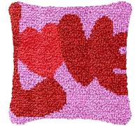 Kit de crochet de loquet pour débutant - Lettres d'amour roses - Coussin imprimé sur toile - Kit de fabrication de tapis - Kit de crochet de fil à l'aiguille - Housse de taie d'oreiller - Décoration