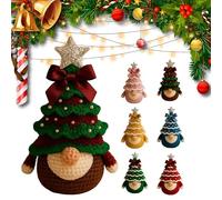Kit de crochet de nains de Noël pour débutants en compilation, kit de nain de sapin de Noël, poupée de nains de Père Noël, comment avec fil, crochet, perles, ruban et motif détaillé (emballage