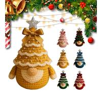 Kit de crochet de nains de Noël pour débutants en compilation, kit de nain de sapin de Noël, poupée de nains de Père Noël, comment avec fil, crochet, perles, ruban et motif détaillé (produit fini, C-1