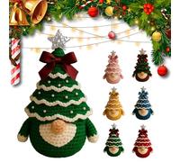 Kit de crochet de nains de Noël pour débutants en compilation, kit de nain de sapin de Noël, poupée de nains de Père Noël, comment avec fil, crochet, perles, ruban et motif détaillé (emballage
