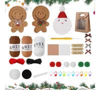 Kit de crochet de Noël | Ensemble de tricot au crochet pour débutants | Père Noël Amigurumi, d'épices, dessous de verre avec tutoriels pour loisirs créatifs saisonniers amusants pour décorations