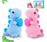 Kit de crochet dinosaure pour débutants - Kit complet de crochet en forme de dinosaure avec tutoriels vidéo étape par étape - Kit de démarrage pour débutants - Ségosaure