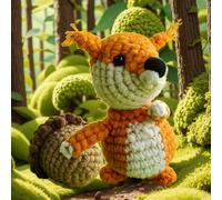 Kit de crochet en forme d'écureuil et de gland pour débutant, tutoriel de crochet étape par étape pour commencer facilement, kit de matériel de tricot au crochet comprend tous les outils nécessaires