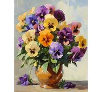 Kit De Crochet Fleurs De Pensées Coloréesensemble De Tapis À Loquet Diy Tapis À Nouage Kit De Point De Croix Pour Débutants Et Adultes Kits D'Outils De Fabrication De Tapisserie Coussin De 31x63in