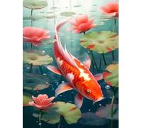 Kit De Crochet Fleurs Fantastiques Et Carpesensemble De Tapis À Loquet Diy Tapis À Nouage Kit De Point De Croix Pour Débutants Et Adultes Kits D'Outils De Fabrication De Tapisserie Coussin 31x63in