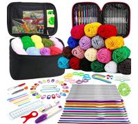 Kit de crochet multi-choix, convient à tous les âges, comprend des crochets à tricoter, un ensemble de fils, un sac de rangement, des accessoires et fournitures de crochet, convient pour les loisirs c