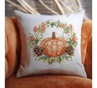 Kit De Crochet Peluche Citrouilles Et Fleurs De Dessins Animés Kits De Fabrication De Taie D'Oreiller Au Point De Croix,Kit De Broderie Pour Tapis Au Crochet Diy 43x43cm