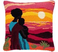 Kit de crochet pour coussin coloré,femme africaine et son bébé,avec housse de coussin pré-imprimée,kit de crochetage pour loisirs créatifs et décoration d'intérieur,43x43cm -61