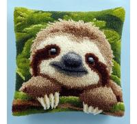 Kit de crochet pour coussin,joli portrait de bébé paresseux avec housse de coussin pré-imprimée,kit de crochetage pour loisirs créatifs et décoration d'intérieur,43x43cm -2