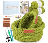 Kit de crochet pour débutants 2 tailles de paniers carrés patron laine DIY - Vert avocat vert CROCHET