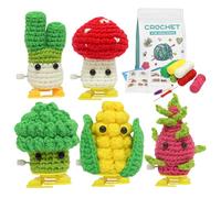 Kit de crochet pour débutants, adultes et enfants, ensemble complet de crochet pour faire 5 légumes de marche, comprend du fil, des yeux, du rembourrage, un crochet, des instructions (français non