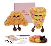 Kit de crochet pour débutants avec tutoriels vidéo et tutoriels vidéo, kit complet de bricolage pour pizza et croissant, cadeau complet pour enfants et adultes