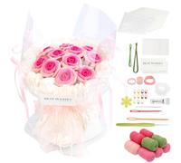 Kit de crochet pour débutants - Bouquet de fleurs - Kit de démarrage pour débutants - Tutoriels vidéo étape par étape et instructions détaillées (français non garanti) - Cadeau pour adultes et enfants