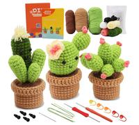 Kit de Crochet pour Débutants Cactus Débutants Kit Complet Amigurumi de Tricot avec Laine à Crochet et Vidéo pour Adultes et Enfants