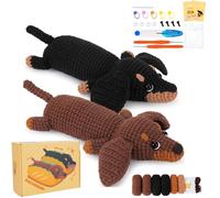Kit de crochet pour débutants - Kit animal avec fil teckel, crochets, aiguilles et vidéo étape par étape - Kit pour débutants teckel