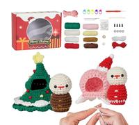 Kit de crochet pour débutants,Kit de crochet de Noël pour débutants,Ensemble Apprendre à crocheter | Articles de tricot Décorations de bureau de bonhomme de neige pour arbre