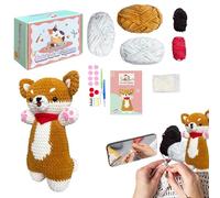 Kit de crochet pour débutants - Kit de crochet pour chiens | Kit de crochet Kit débutant au crochet - Kit de crochet débutant, ensemble de tricot au crochet animal mignon, kit d’animal au crochet pour