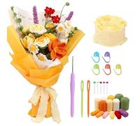 Kit de crochet pour débutants, kit de fleurs au crochet | Ensemble de tissus colorés | Fournitures de fabrication amusantes, accessoires de tricot portables pour femmes, hommes