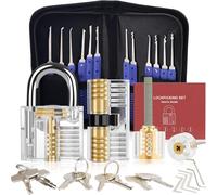 Kit De Crochetage Bleu Serrure 37 Pièces - 4 Serrure Transparente, Lock Picking Kit Outils De D'entraînement, Poignée En Silicone Confortable, Pour Serruriers Débutant Et Professionnel