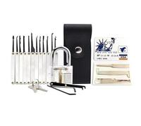 Kit de crochetage de serrure 20 pièces avec cadenas transparent - Kit de crochetage professionnel pour débutants, experts - Gadgets portables pour homme pour la sécurité et l'entraînement
