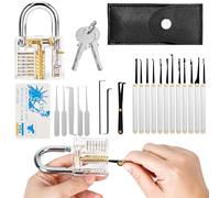 Kit de Crochetage Serrure, Lock Picking Kit avec Serrures Transparentes Extracteur de assée Convient aux débutants et aux professionnels