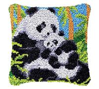 Kit de crochets à nouer soi-même - Coussin à nouer soi-même - 43 x 43 cm - Panda