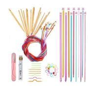 Kit de crochets - Aiguilles à tricoter | Ensemble de crochets tunisiens en aluminium de 2 à 8 mm pour débutants apprennent à crocheter des couvertures et des châles