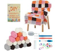 Kit de crochets pour débutants, couverture Granny Square kit de crochet, kit de crochet de démarrage Carreaux multicolores FEUTRINE