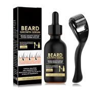 Kit de croissance de barbe avec Derma Roller et sérum d'ingrédients naturels - Croissance rapide et épaississement - Kit de toilettage pour homme - Cadeaux pour papa
