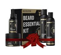 Kit de croissance de barbe pour hommes par The Beard Struggle - Comprend un baume à barbe, de l'huile à barbe, un nettoyant à barbe et un après-shampoing à barbe - Gold Collection - Valhalla's Gates