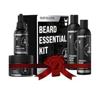 Kit de croissance de barbe pour hommes par The Beard Struggle - Comprend un baume à barbe, de l'huile à barbe, un nettoyant à barbe et un après-shampoing à barbe - Silver Collection - Viking Storm