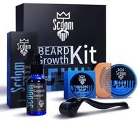 Kit de Croissance de la Barbe,Kit pour Faire Pousser la Barbe pour les Hommes Avec Derma Roller en Titane Huile Sérum de Croissance