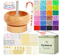 Kit de cuentas de arcilla PP OPOUNT con hilandero de cuentas, hilandero de cuentas para hacer joyas con 4800 cuentas de arcilla, 632 accesorios de joyería y agujas para enhebrar con ojos grandes