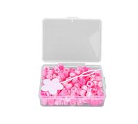 Kit de cuentas de pony Color Candy Joyas de brije Hacer cuentas de cuentas para artesanías de collar de brazaletes que hacen resina de plástico 8 mm 200 piezas (pink)