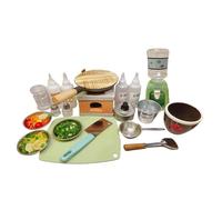 Kit de cuisine complet pour enfants avec ustensiles de cuisine et outils de cuisine | Entièrement équipé de bouteilles d'épices et d'une poêle à frire, outils de cuisine alimentaires authentiques