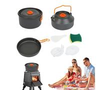 Kit de cuisine de camping et de randonnée - Casserole multifonction et pour l'extérieur, casserole de camping portable et avec bouilloire et poignée pour sac à dos et pique-nique