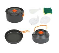 Kit de cuisine de camping, pot à thé portable et pan, ustensile de cuisine de camping anti-adhésif, kit de voyage léger et polyvalent, idéal pour pique-nique, randonnée, pêche