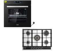 Kit de cuisinière à gaz | Four encastrable 60 cm | Plaque de cuisson à gaz 5 feux | Plaque de cuisson à gaz avec brûleurs entièrement en cuivre | Fonction Airfry | Grill | Air chaud | Aqua Clean