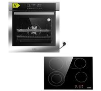 Kit de cuisinière autonome - Four encastrable de 60 cm - Plaque de cuisson de 59 cm - Plaque de cuisson avec zone flexible - Minuterie - Sécurité enfant - Barbecue - Air chaud - Fonction Air Fry - 14