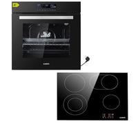 Kit de cuisinière autonome - Four encastrable de 60 cm - Plaque de cuisson de 59 cm - Plaque de cuisson avec zone flexible - Minuterie - Sécurité enfant - Barbecue - Air chaud - Fonction Air Fry - 14
