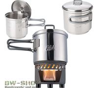 Esbit Réchaud de camping – Kit de cuisson à combustible sec – Pot inox, poignées rabattables