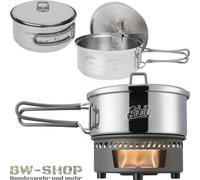 Esbit Cuisinière touristique Solid Fuel Cookset Acier inoxydable avec casserole 1 L